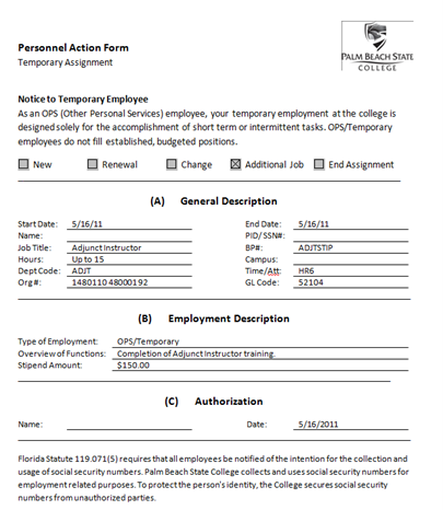 PAF Form